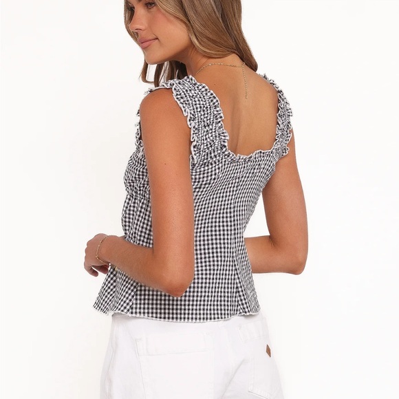 NEW Petal & Pup Black and White Gingham Ruffle Blouse - Picture 3 of 6